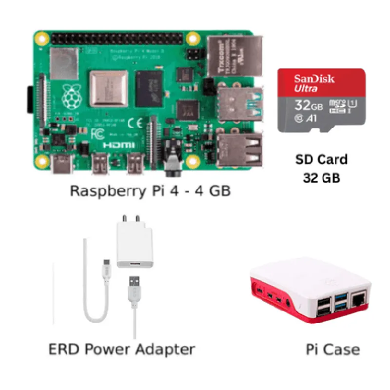 Raspberry Pi4 Model B 4GB Ultimate Kit with Pi4 4GB, Case, Power Adapter, Heatsink, 32GB SD Card, Ma