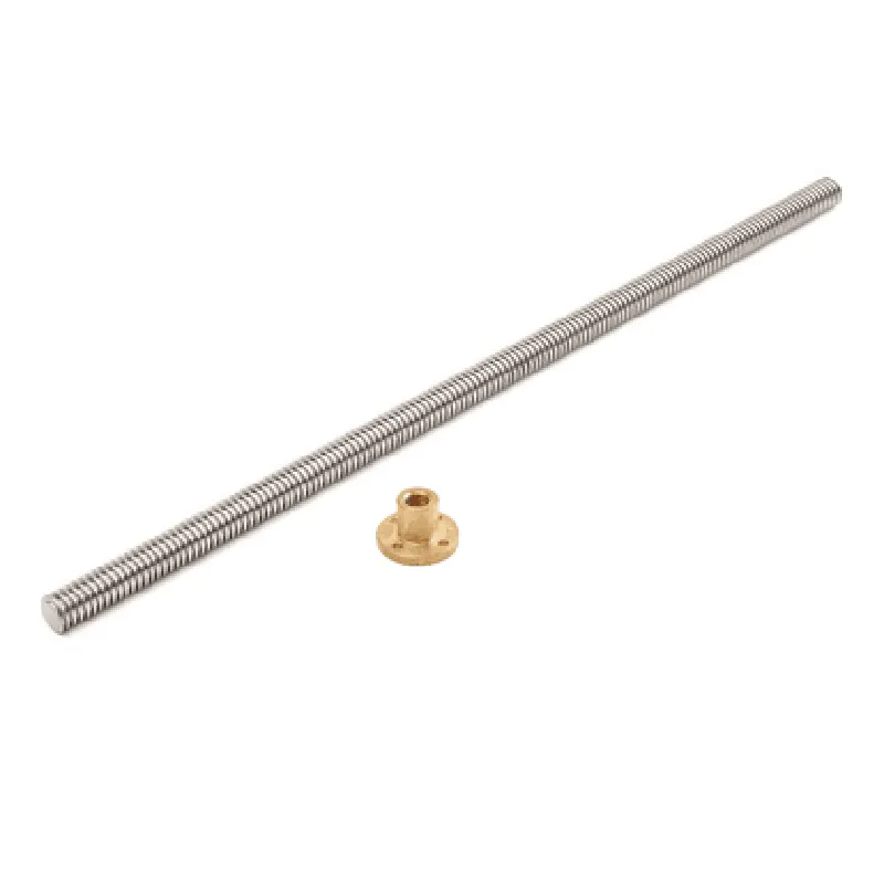350mm Trapezoidal 4 Start Lead Screw 8mm Thread 2mm Pitch Lead Screw with Copper Nut