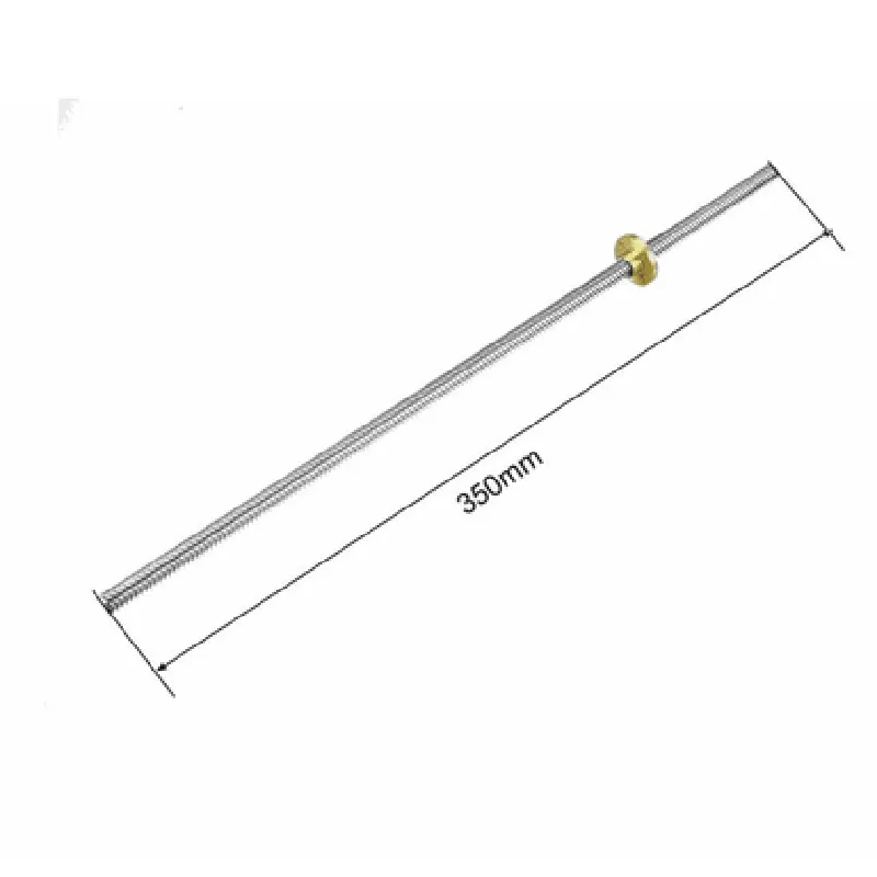 350mm Trapezoidal 4 Start Lead Screw 8mm Thread 2mm Pitch Lead Screw with Copper Nut
