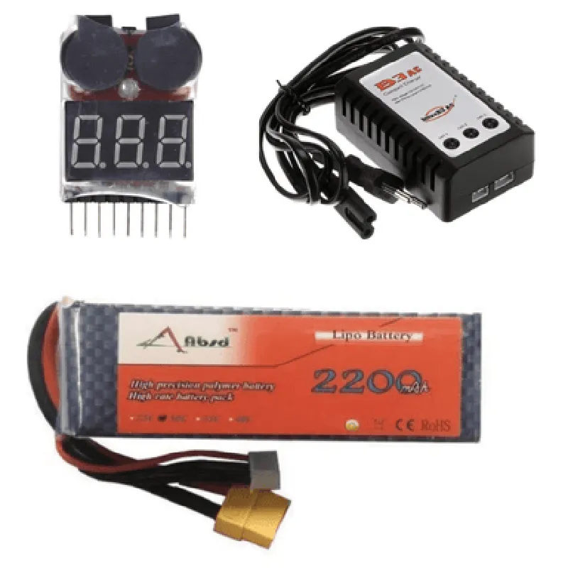 11.1V 25C 2200 mAh ABSD Lipo Battery With B3AC Lipo Battery Charger And QP38 1-8S Li-Po Battery Volt