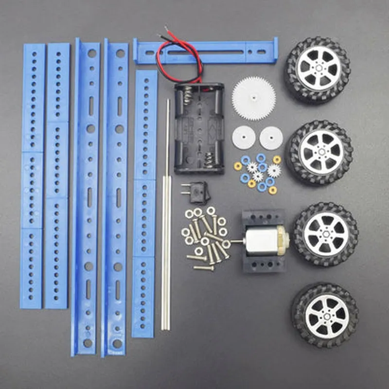 DIY Blue Electric 4-wheel Drive Car Model