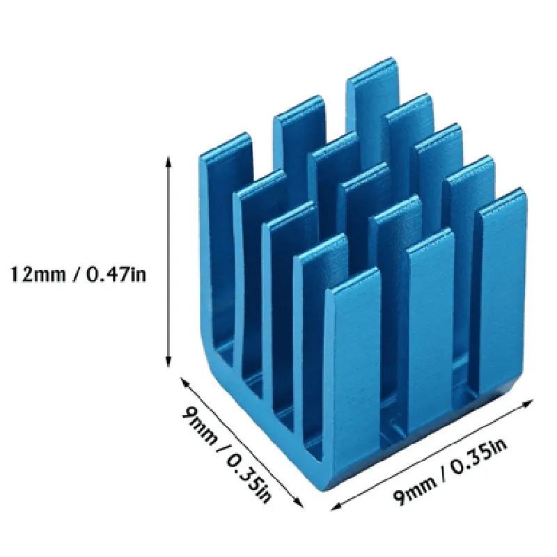 Aluminum Cooling Heat Sink Chip RAM Radiator Heatsink Cooler | Reprap StepStick Heat Sink- Blue (9x9