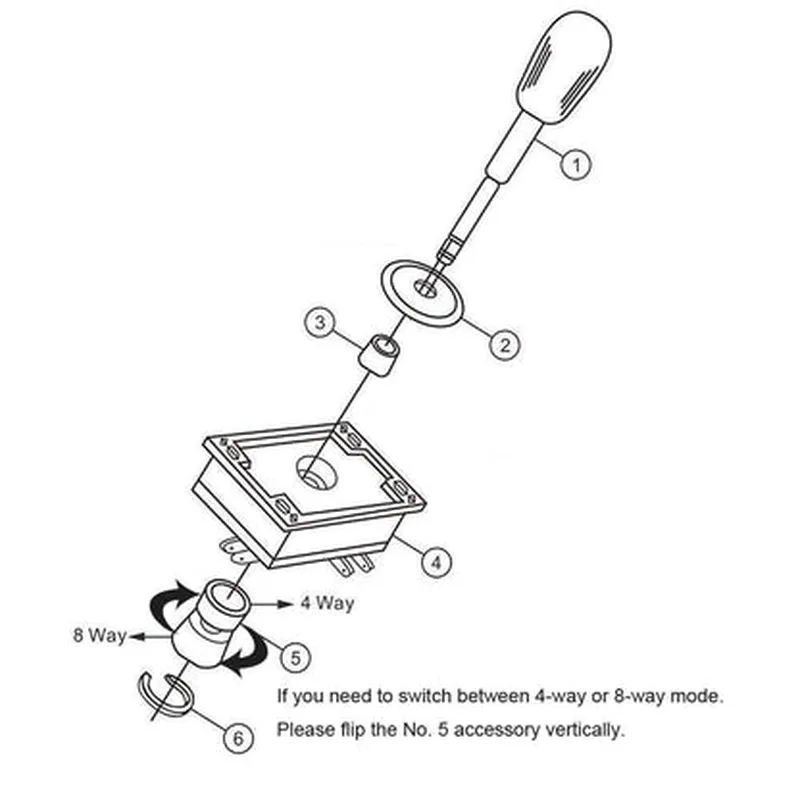 Arcade 2Pin Joystick switchable to 4/8 Ways