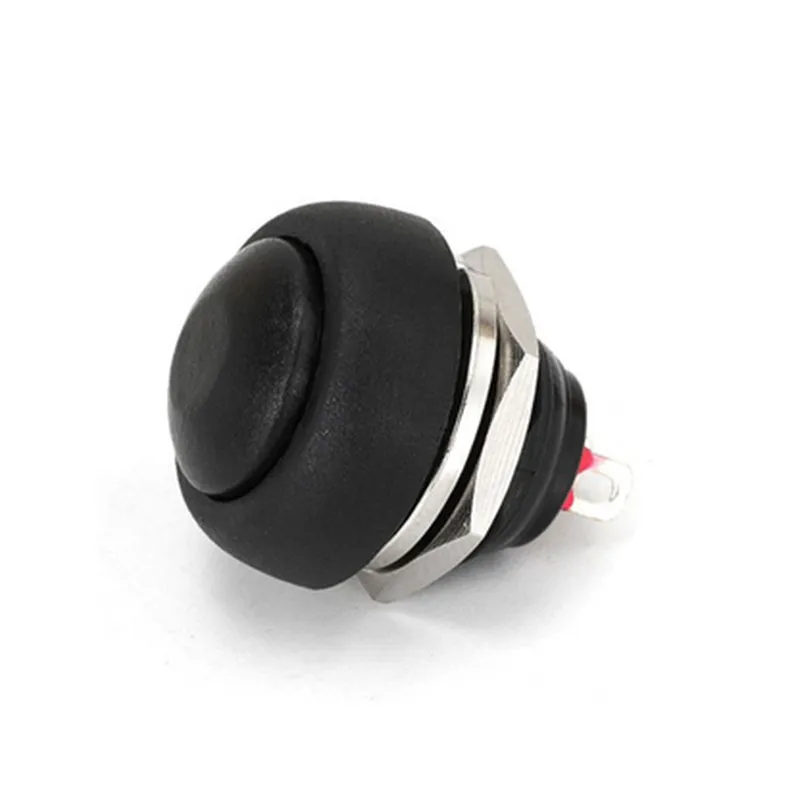Black R13-507 12mm No Lock Push, Button Momentary Switch 3A, 250V