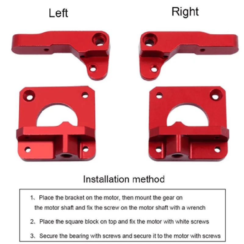 Extruder Kit Left Side Upgraded Red MK8 All Metal Bowden for 1.75mm Filament