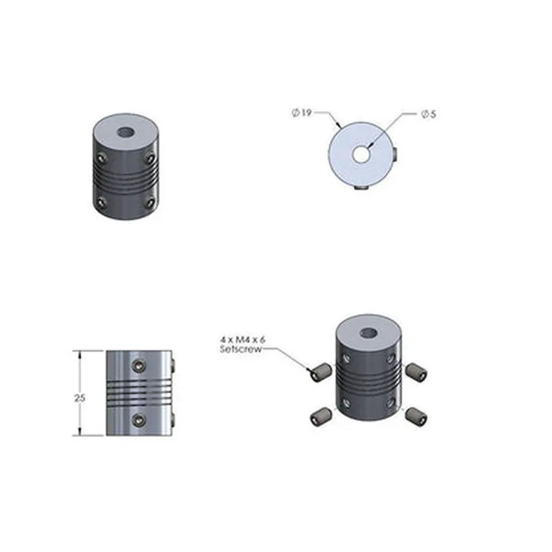 5mm to 5mm Flexible Couplings