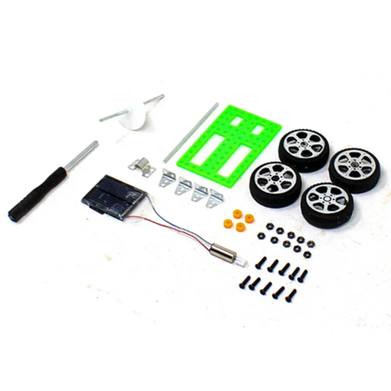 DIY Mini Solar Car Kit 4 Wheel Drive (Green Chassis)