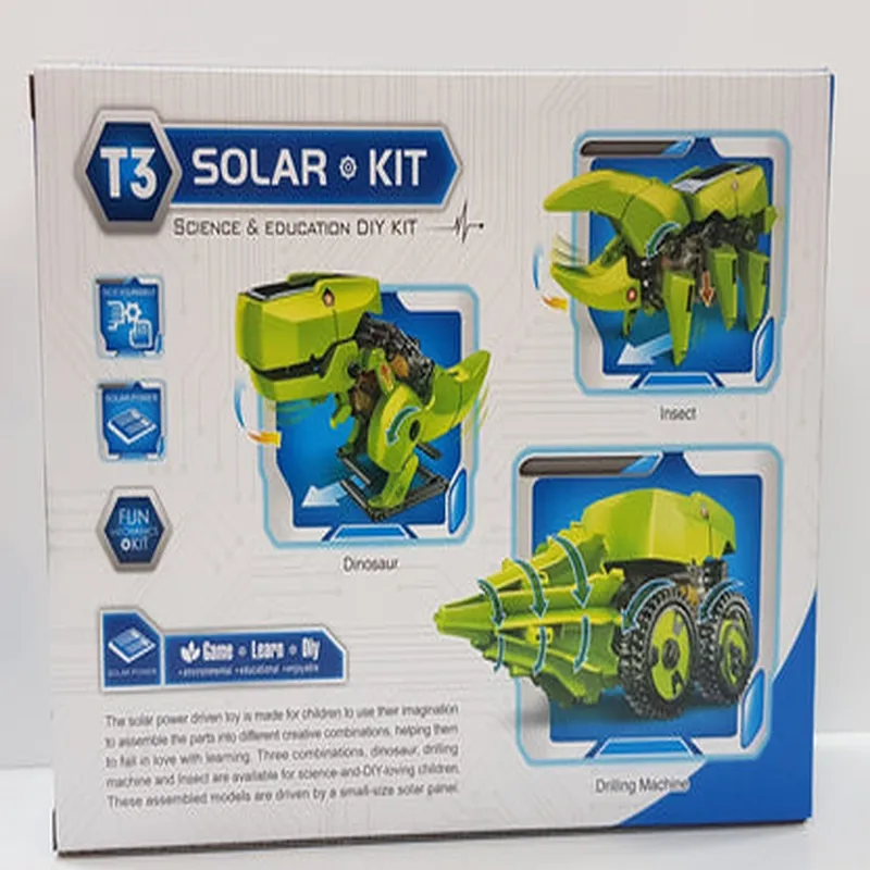 3 in 1 3D DIY Green Safe Energy Driven Dinosaur