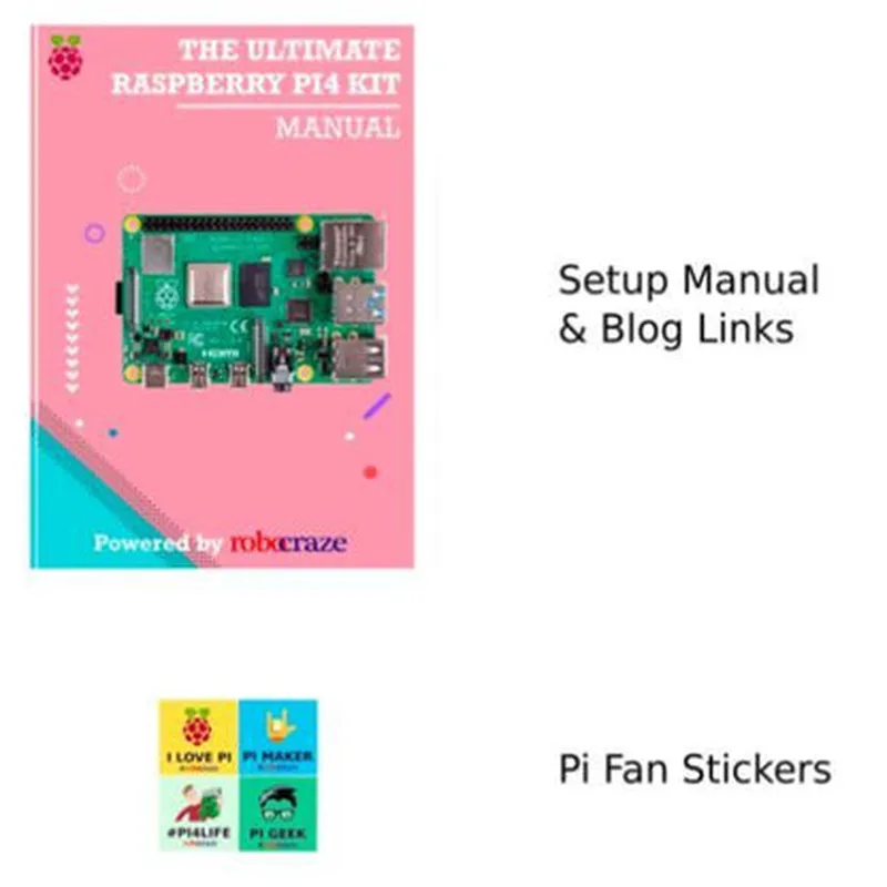 Raspberry Pi4 2-4-8GB Model 4B Ultimate Kit- Case, Power Adapter, Ethernet Cable, SD Card, Sensors a