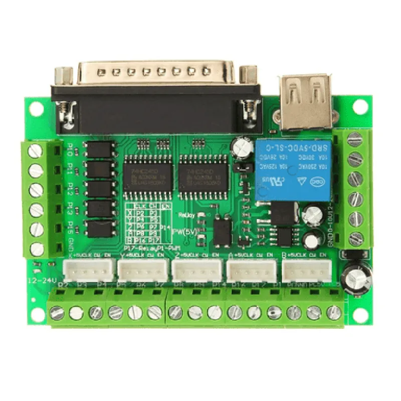 MACH3 Interface Board CNC 5 Axis with Optocoupler for Stepper Motor Driver with male to male USB Cable