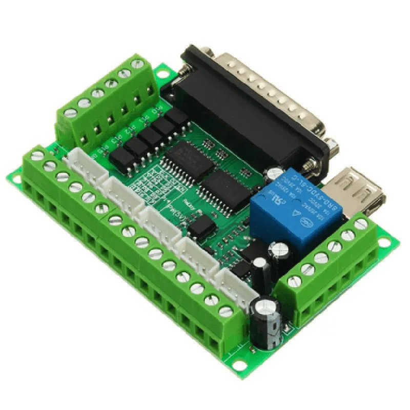 MACH3 Interface Board CNC 5 Axis with Optocoupler for Stepper Motor Driver with male to male USB Cab