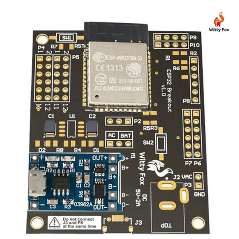 Witty Fox - ESP32 Storm Board with On-Board Li-ion Battery & Wireless Programming