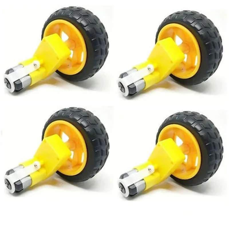 Single Shaft L-Shaped 60 RPM BO Motor with 65X25mm Wheel - 4 Sets