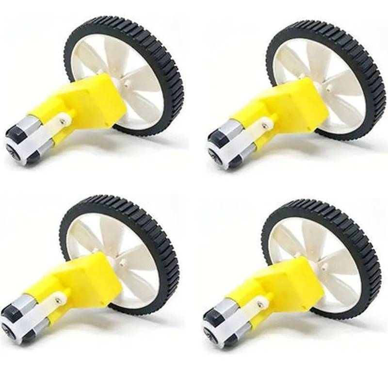 Single Shaft L-Shaped 60 RPM BO Motor with Wheel - (4 sets)