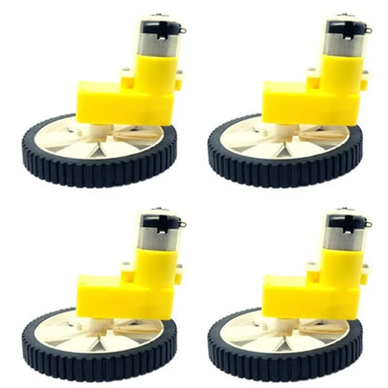 Single Shaft L-Shaped 60 RPM BO Motor with Wheel - (4 sets)