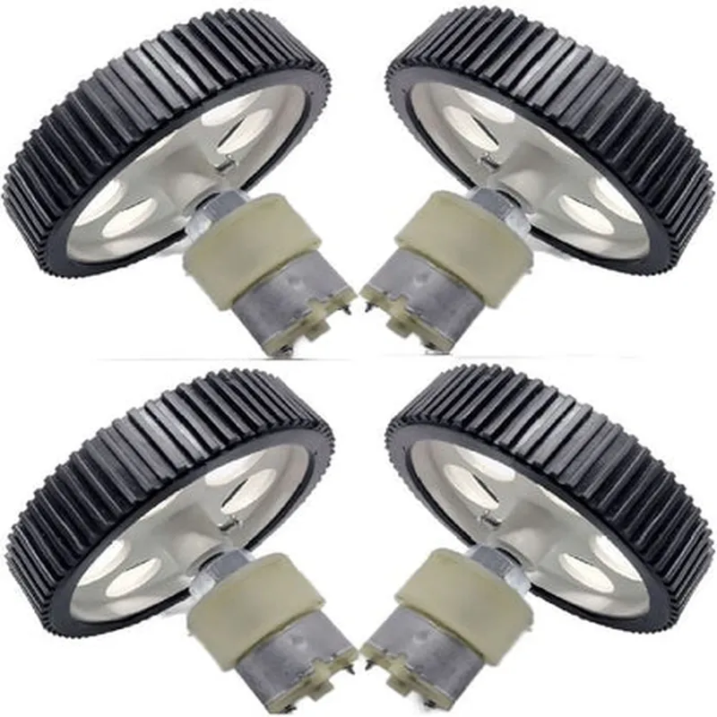 4 pieces 10 X 2 Cm Gear Motor Robot Wheel & 4 pieces 200 RPM Gear Motor