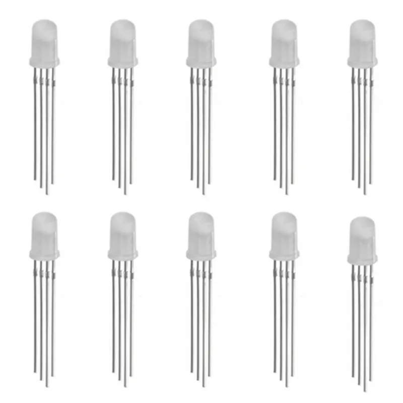 5mm Common Anode RGB LED 4Pin Through Hole White Diffused LED (Pack of 10)
