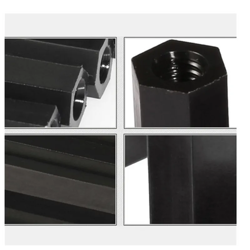 M39MM Black Nylon Double Pass Hexagonal Column Isolation Column (Pack of 10)