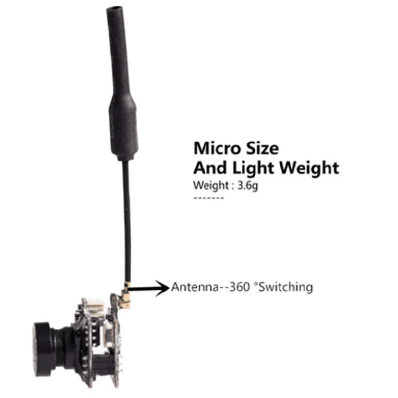 Mini AIO FPV Camera 5.8G 40CH 25mW 800TVL Video Transmitter