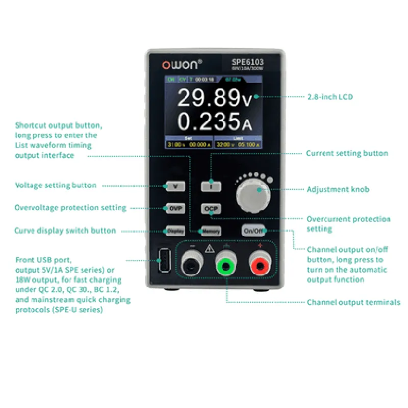 OWON SPE6103 60V 10A Programmable Lab DC Power Supply