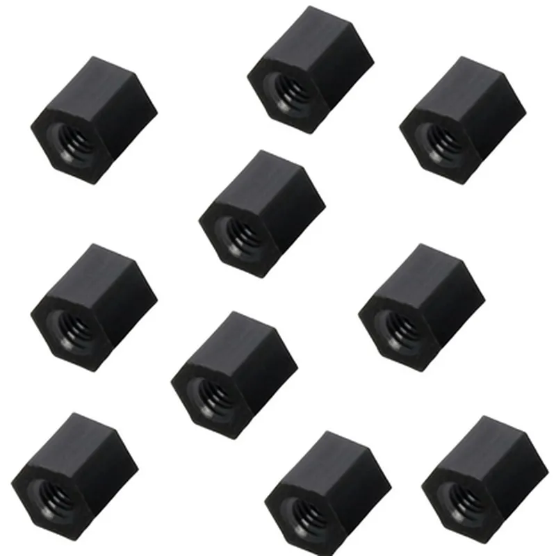 M35MM Black Nylon Double Pass Hexagonal Column Isolation Column (Pack of 10)