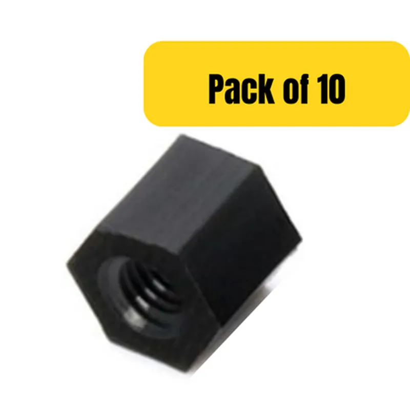 M35MM Black Nylon Double Pass Hexagonal Column Isolation Column (Pack of 10)