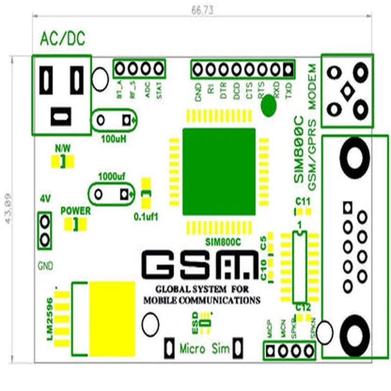 Sim 800C GSM Modem with Battery