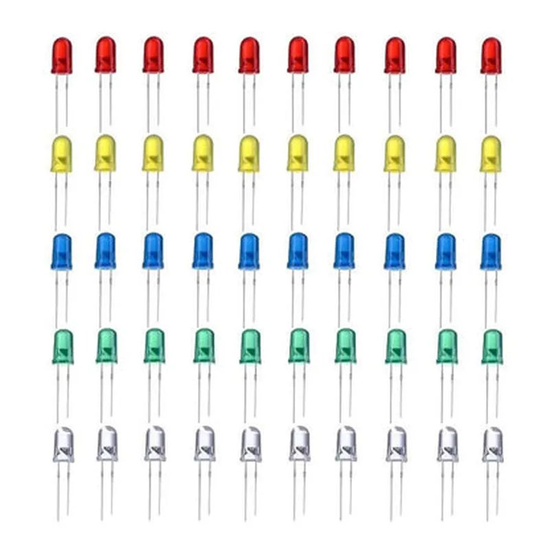 Led Combo (R-G-Y-B-W) 5mm 10pcs each